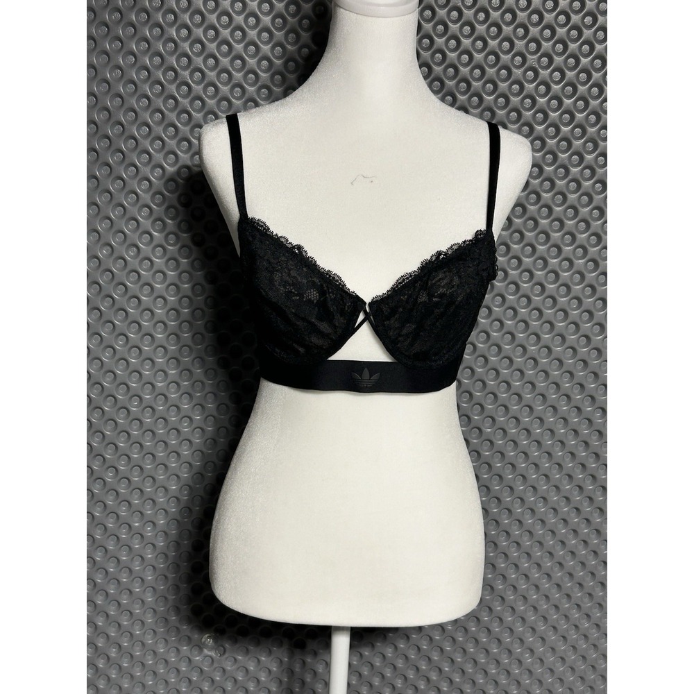 Adidas Modern Flex Lace Demi Bra‎ (36A) Adjustable Straps Logo Black Lace NWT